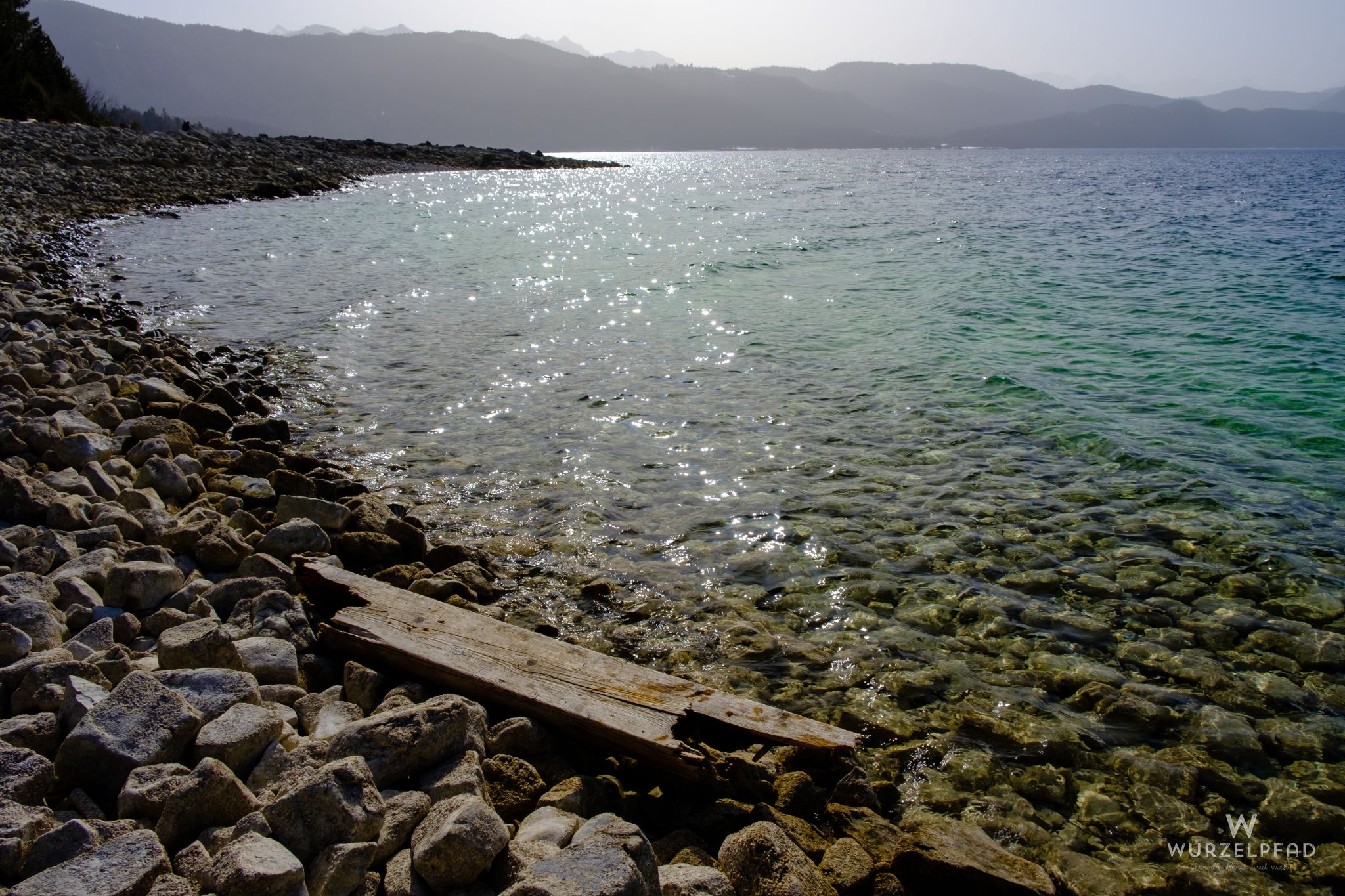 Walchensee, Ufer im Gegenlicht